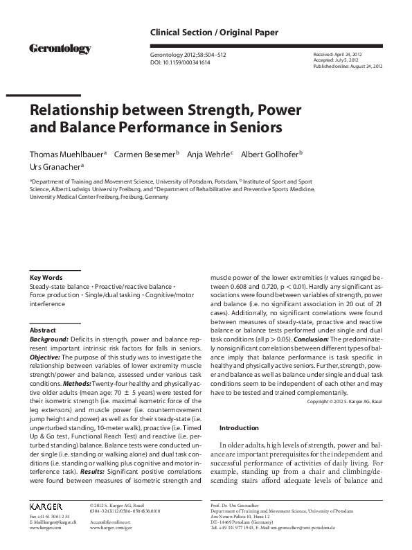 (PDF) Relationship between Strength, Power and Balance Performance in ...