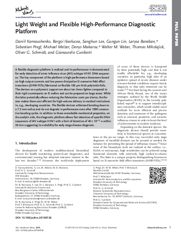 (PDF) Light Weight and Flexible High-Performance Diagnostic Platform