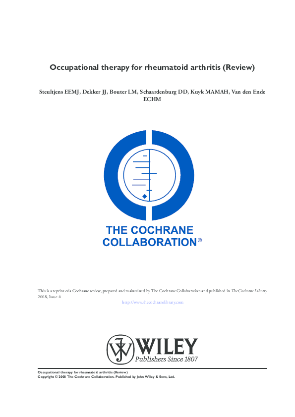 (PDF) Occupational therapy for rheumatoid arthritis (Cochrane Review