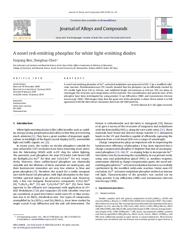 (PDF) A novel red-emitting phosphor for white light-emitting diodes
