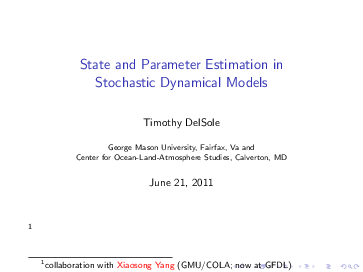 (PDF) State and parameter estimation in stochastic dynamical models