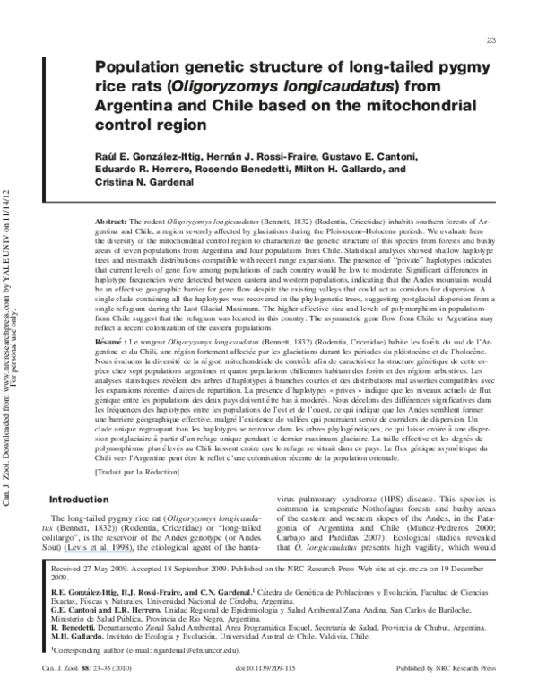 (PDF) Population genetic structure of long-tailed pygmy rice rats ...