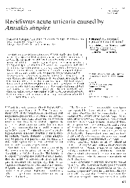 (PDF) Recidivous acute urticaria caused by Anisakis simplex