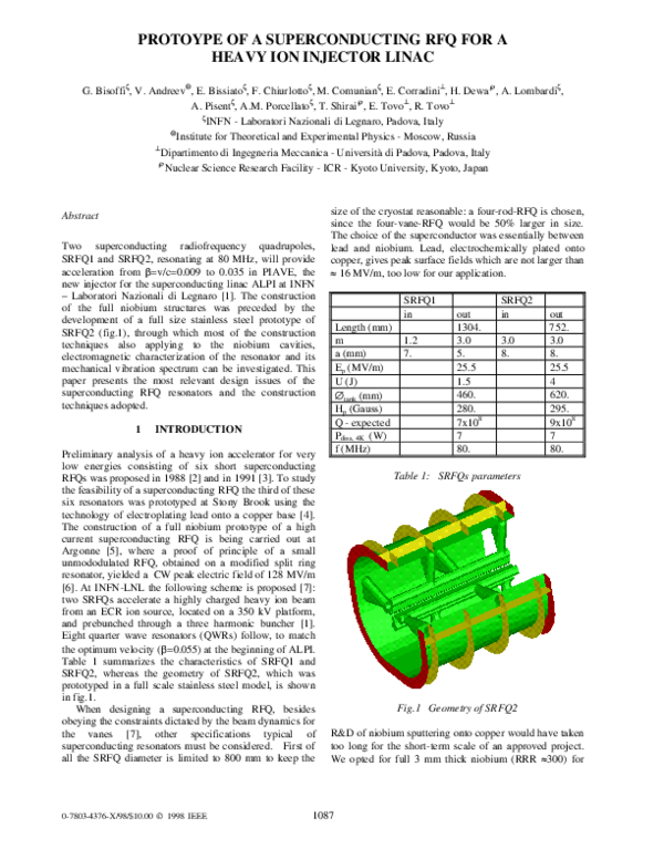 (PDF) Prototype of a superconducting RFQ for a heavy ion injector linac