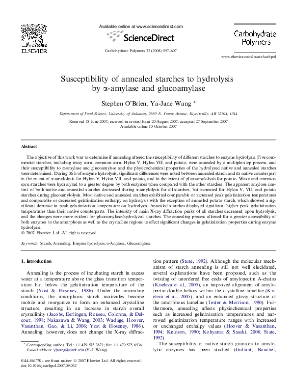 enzymatic hydrolysis of starch