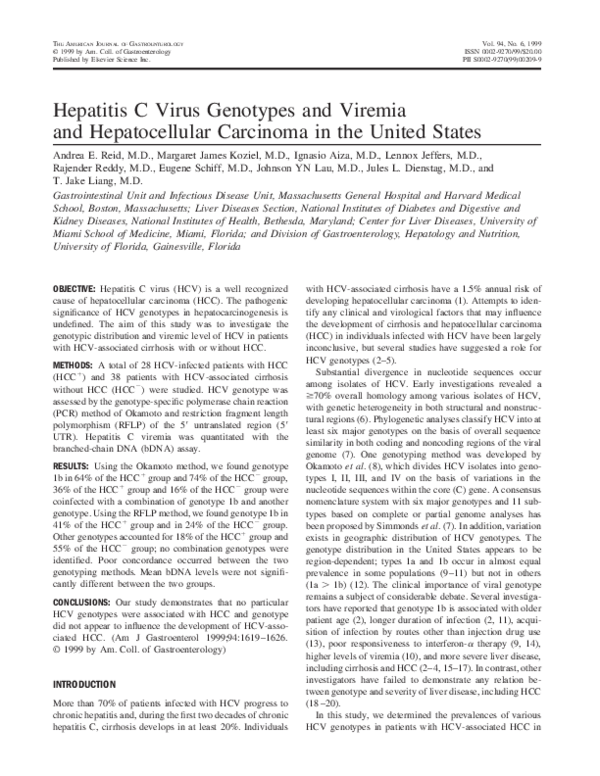 (PDF) Hepatitis c virus genotypes and viremia and hepatocellular ...