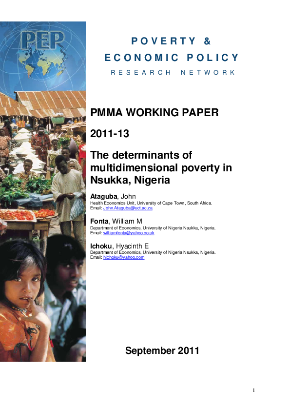 (PDF) The Determinants of Multidimensional Poverty in Nsukka, Nigeria