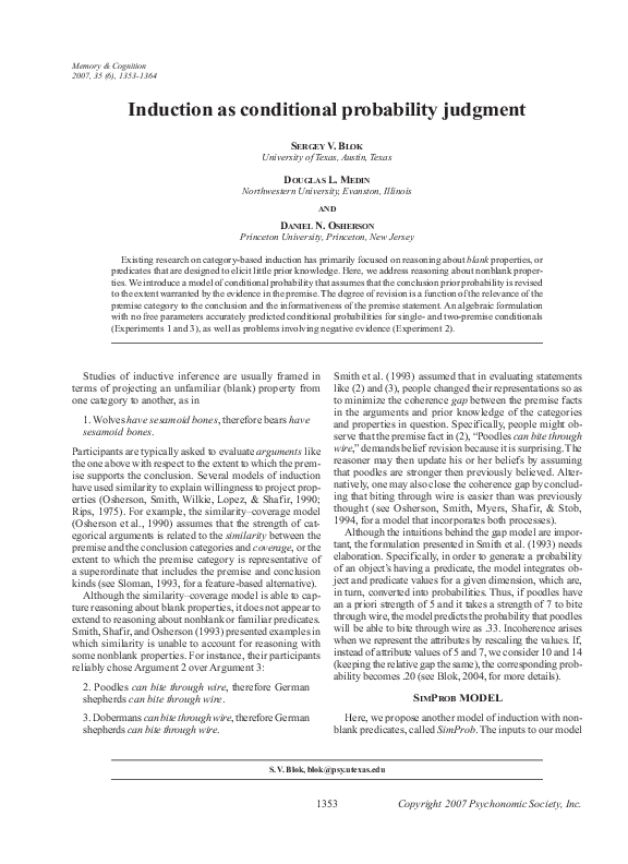 (PDF) Induction as conditional probability judgment