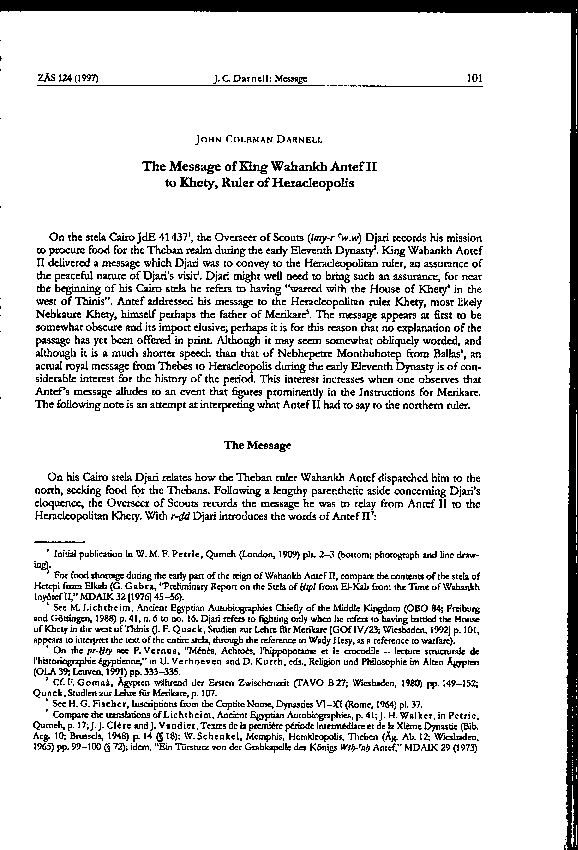 (PDF) The Message of King Wahankh Antef II to Khety, Ruler of Heracleopolis