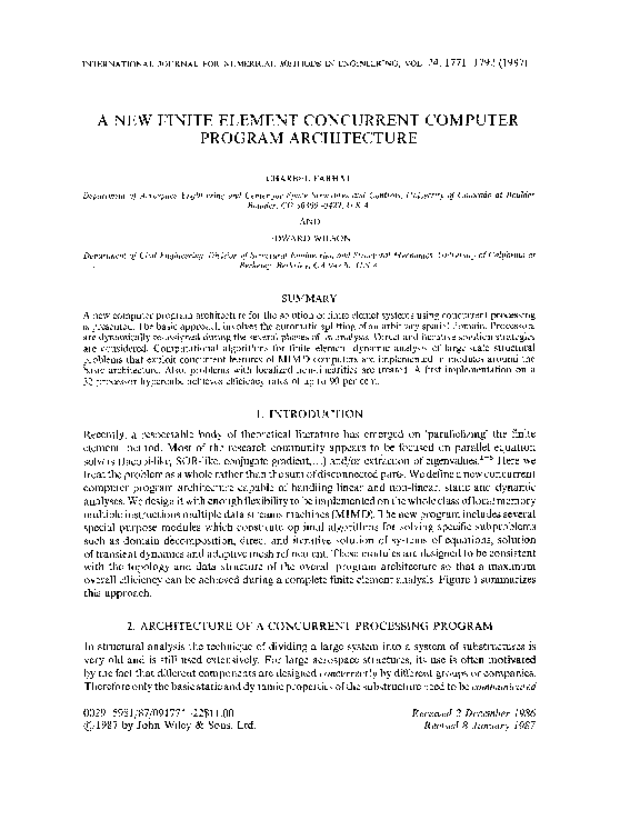 (PDF) A new finite element concurrent computer program architecture
