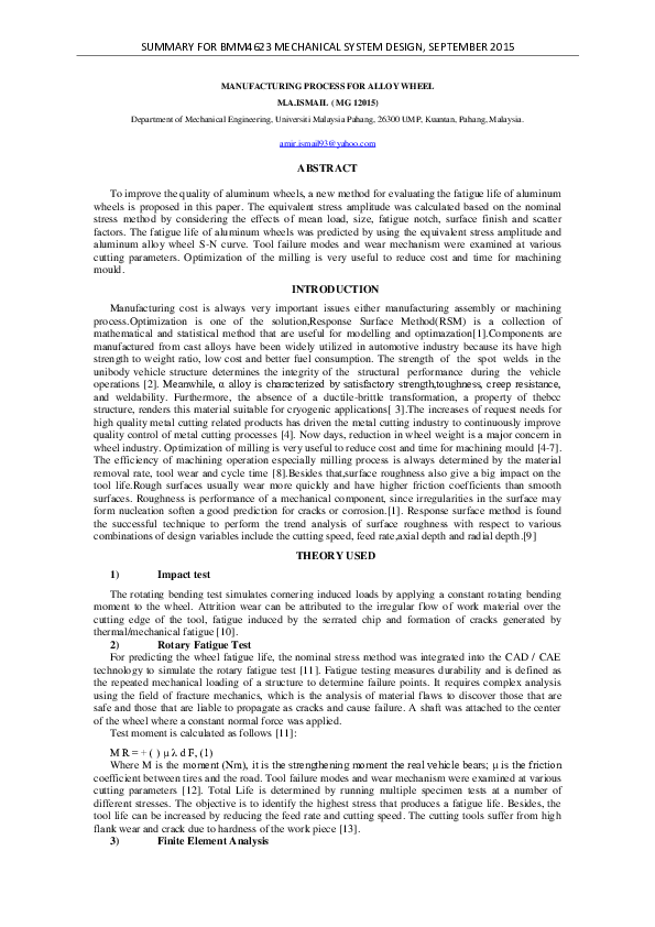 alloy wheels manufacturing process pdf