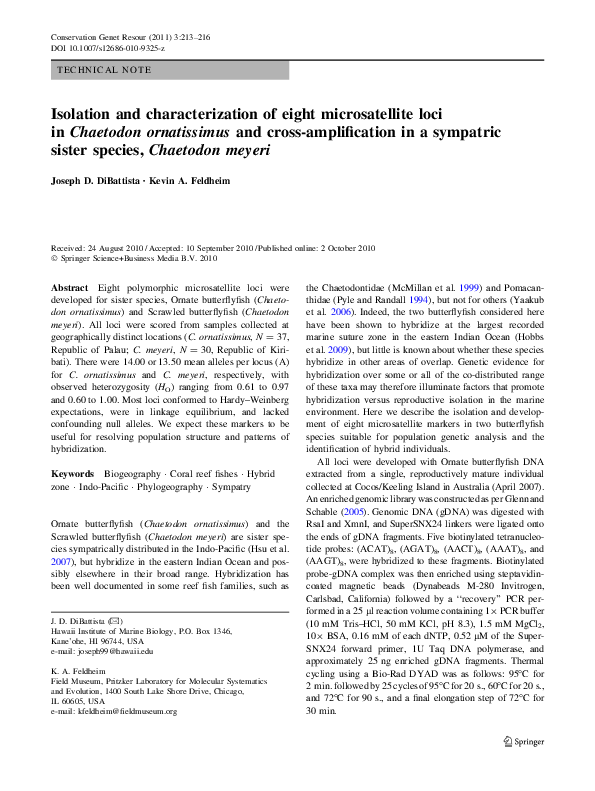 (PDF) Isolation and characterization of eight microsatellite loci in ...