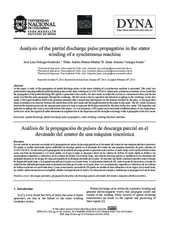 (PDF) Analysis of the partial discharge pulse propagation in the stator ...