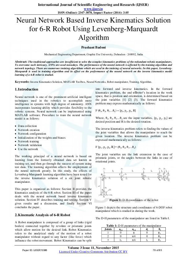 (PDF) Neural Network Based Inverse Kinematics Solution for 6-R Robot ...