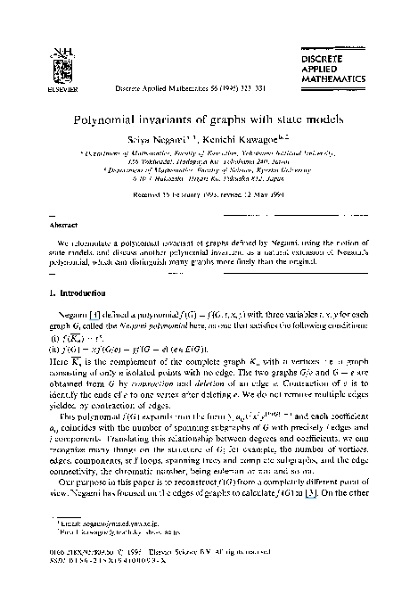 (PDF) Polynomial invariants of graphs with state models