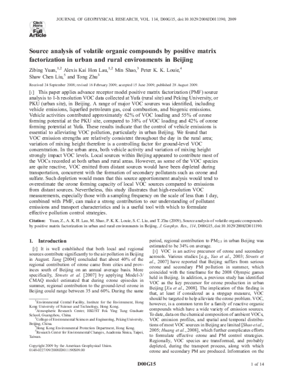 (PDF) Source analysis of volatile organic compounds by positive matrix ...