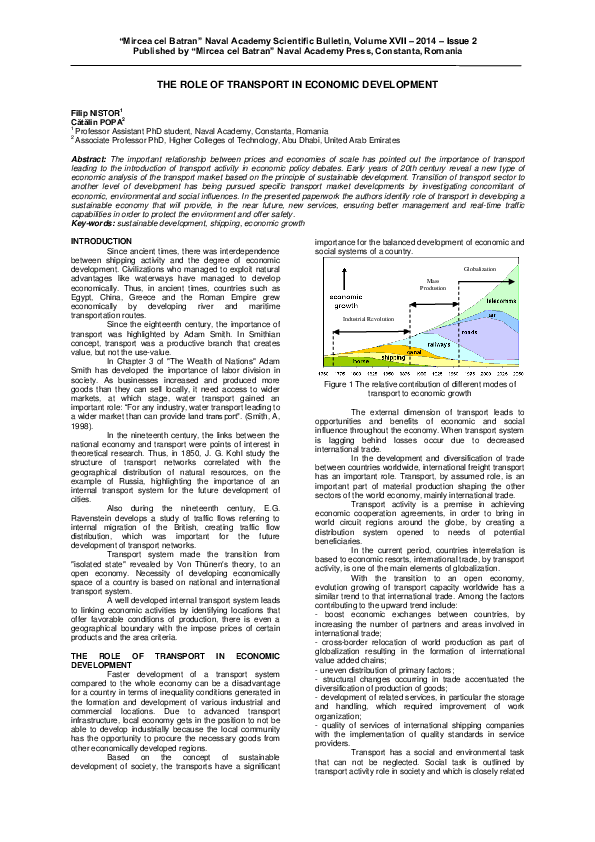 (PDF) THE ROLE OF TRANSPORTATION IN ECONOMIC DEVELOPMENT