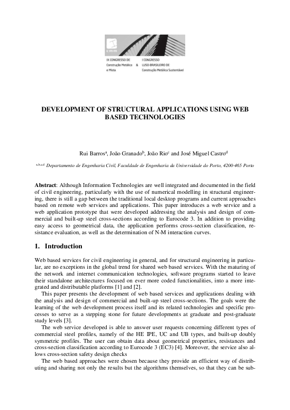 (PDF) Development of structural applications using web based technologies