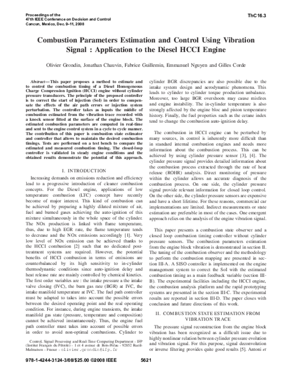 (PDF) Combustion parameters estimation and control using vibration ...