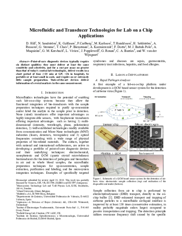 (PDF) Microfluidic and Transducer Technologies for Lab on a Chip ...