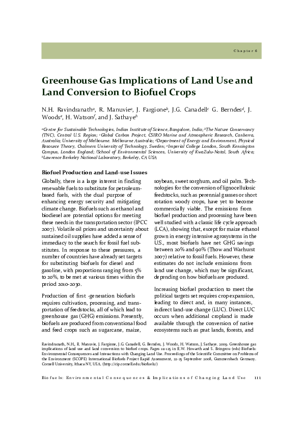 (PDF) Greenhouse gas implications of land use and land conversion to ...
