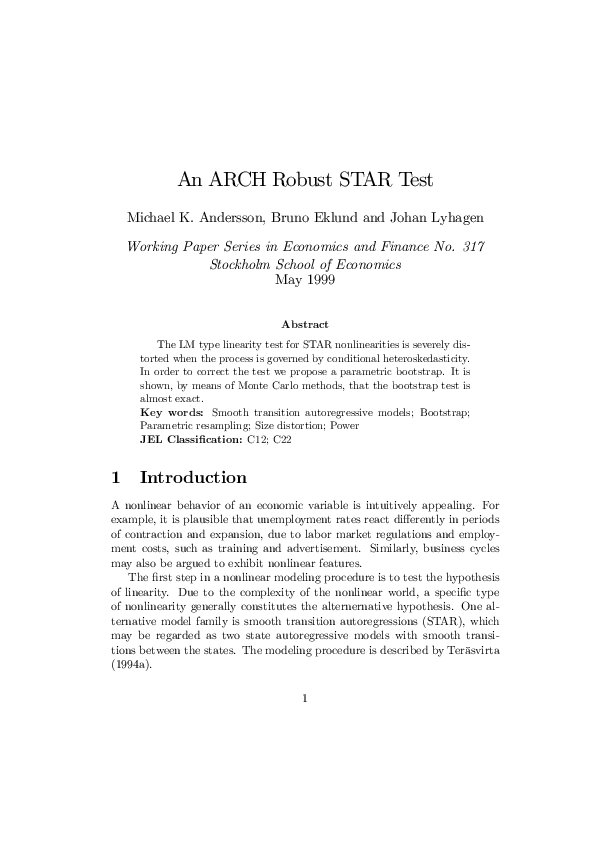 (PDF) An ARCH Robust STAR Test