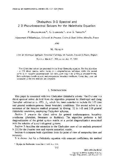 (PDF) Chebyshev 3-D spectral and 2-D pseudospectral solvers for the ...