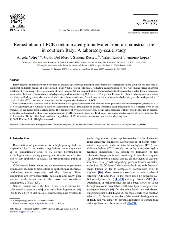 (PDF) Remediation of PCE-contaminated groundwater from an industrial ...