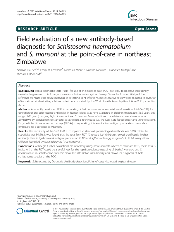 (PDF) Field evaluation of a new antibody-based diagnostic for ...