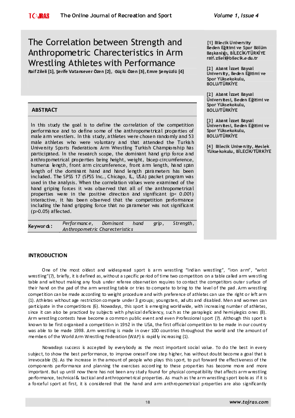 (PDF) The Correlation between Strength and Anthropometric ...