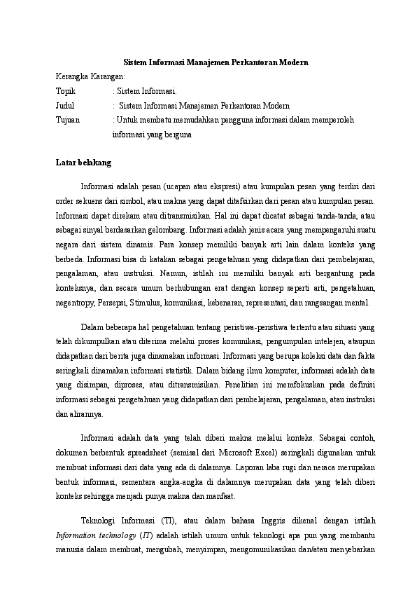 Doc Sistem Informasi Manajemen Perkantoran Modern Tito Erza Laksana Academia Edu
