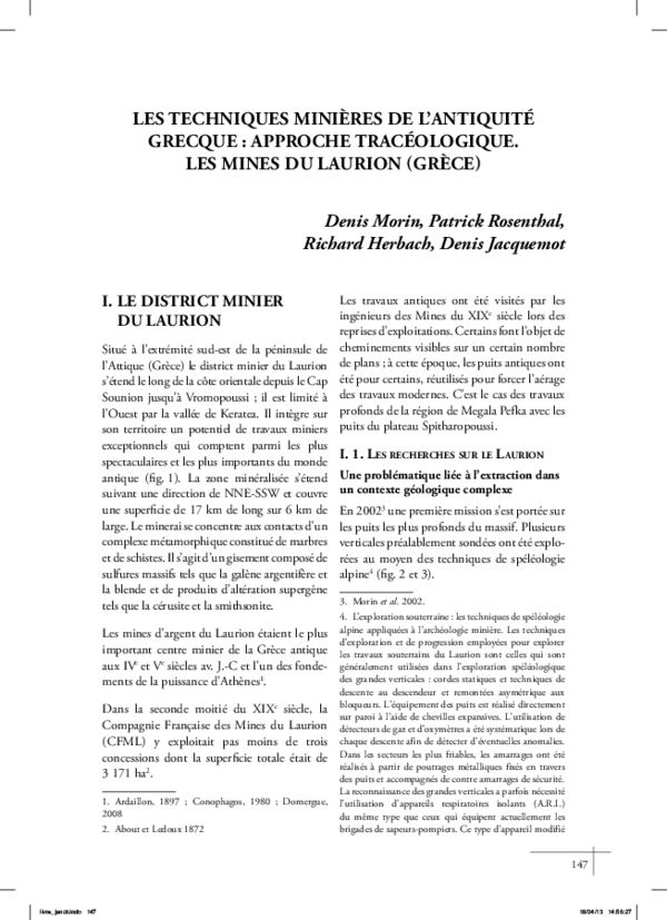 (PDF) Les techniques minières de l'antiquité grecque : approche ...