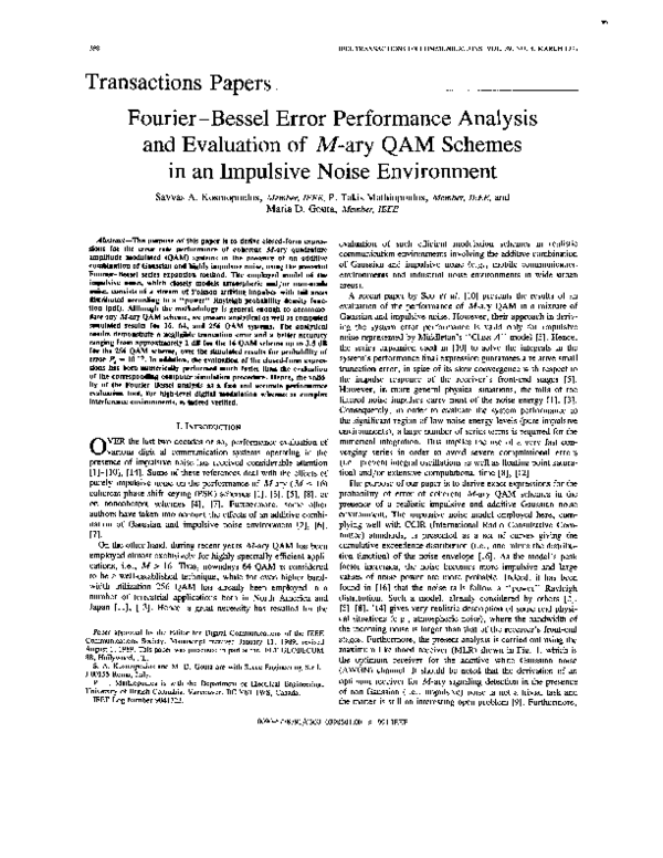(PDF) Fourier-Bessel error performance analysis and evaluation of M-ary ...