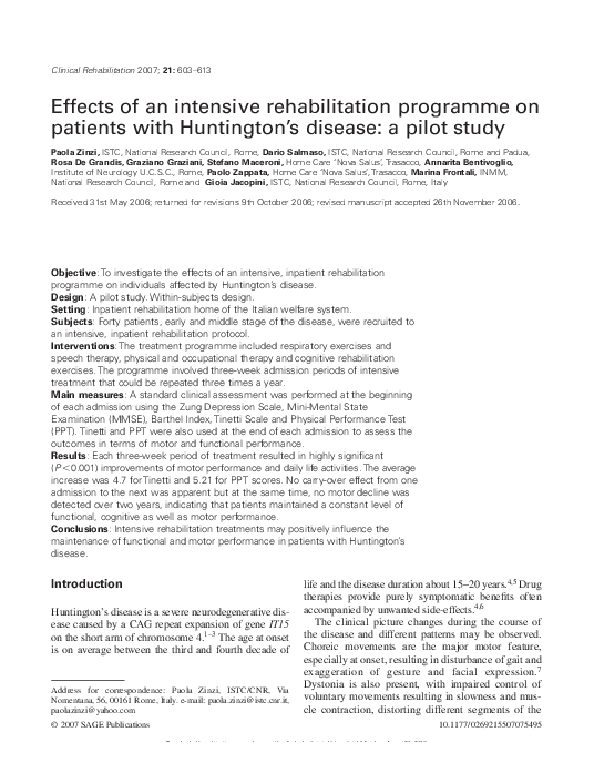 (PDF) Effects of an intensive rehabilitation programme on patients with ...