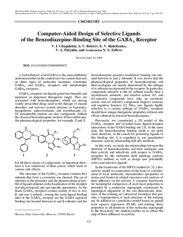 (PDF) Computer-aided design of selective ligands of the benzodiazepine ...