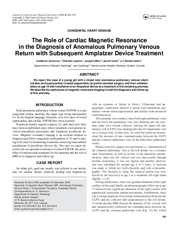 (PDF) The Role of Cardiac Magnetic Resonance in the Diagnosis of ...