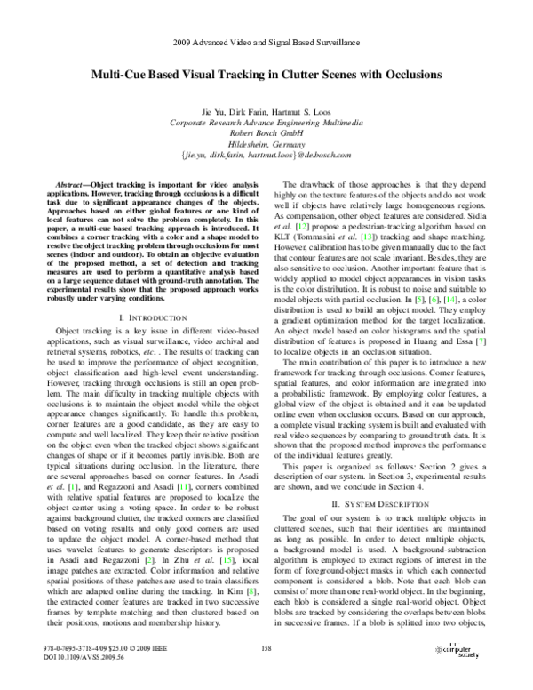 (PDF) Multi-cue Based Visual Tracking in Clutter Scenes with Occlusions