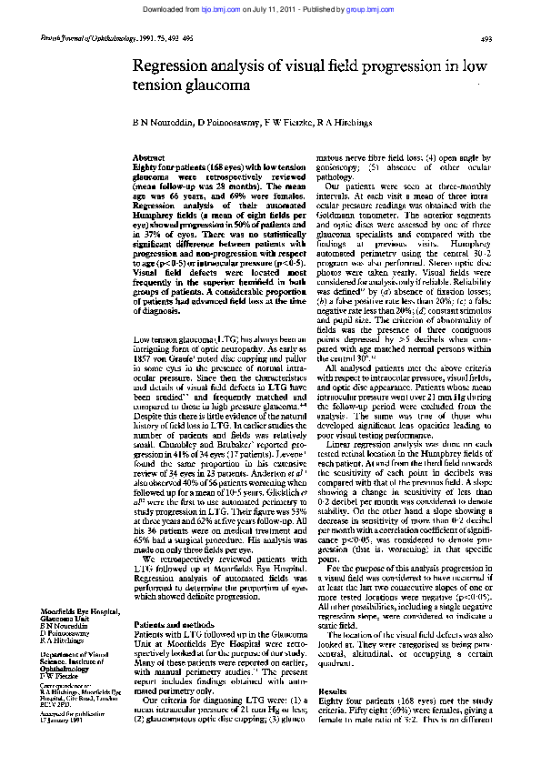 (PDF) Regression analysis of visual field progression in low tension ...