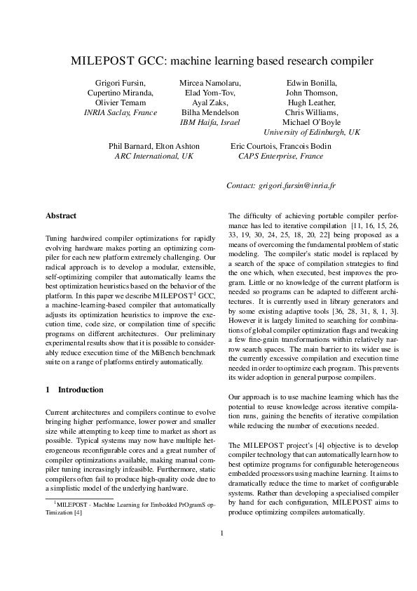 Automatic Tuning of Compilers Using Machine Learning