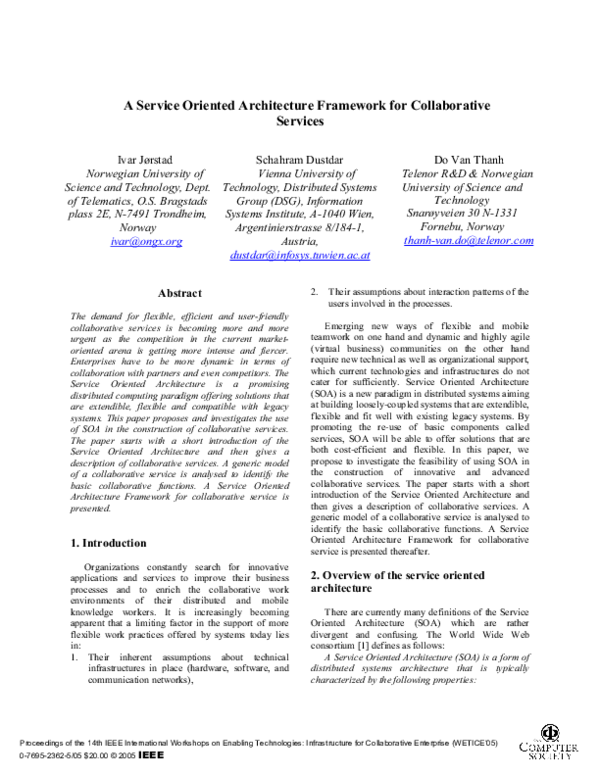 (PDF) A service oriented architecture framework for collaborative services