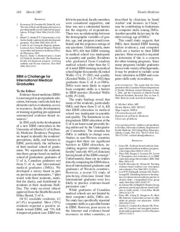 (PDF) EBM a challenge for international medical graduates