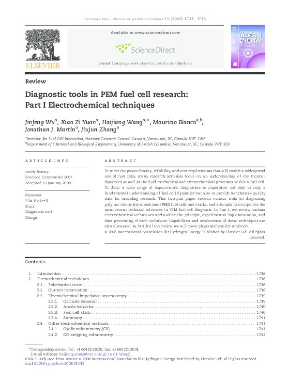 (PDF) Diagnostic tools in PEM fuel cell research Part I