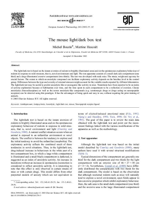 (PDF) The mouse light/dark box test