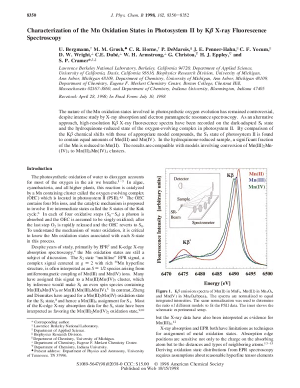 (PDF) Characterization of the Mn Oxidation States in Photosystem II by ...