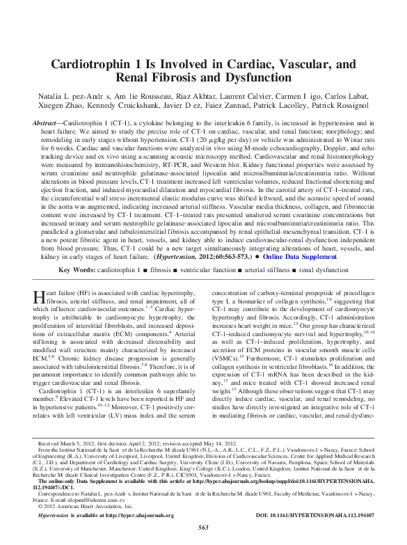 (PDF) Cardiotrophin 1 Is Involved in Cardiac, Vascular, and Renal ...