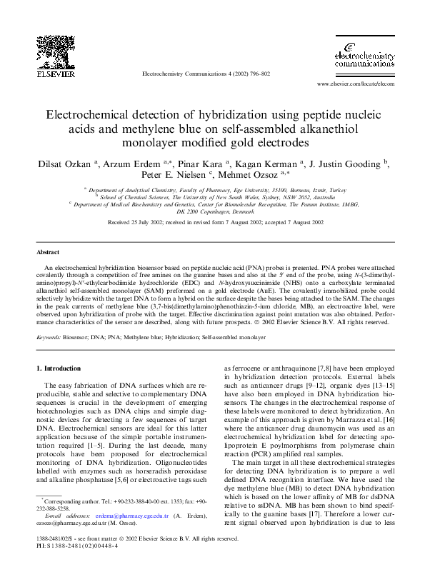 (PDF) Electrochemical detection of hybridization using peptide nucleic