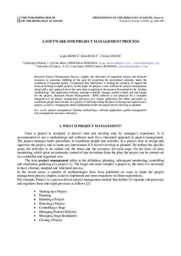  pdf a software for project management process
