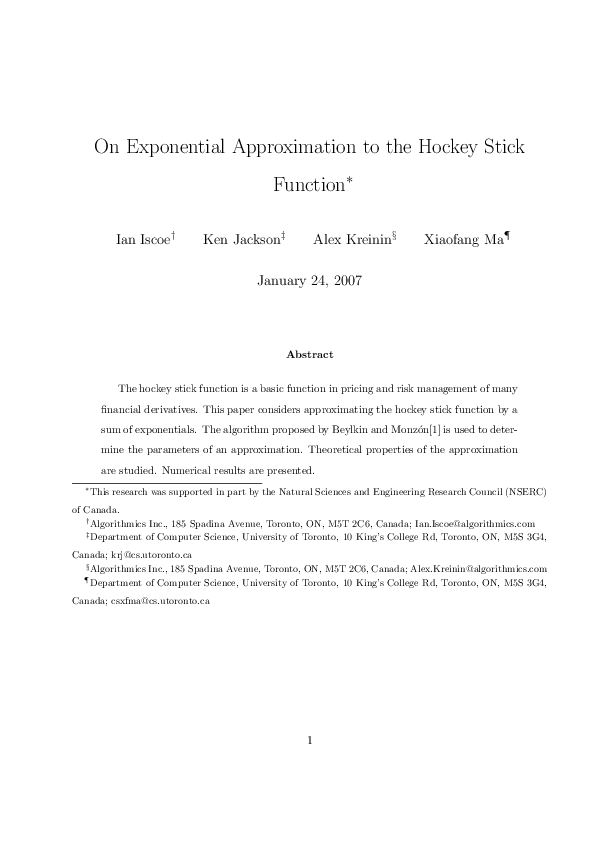 (PDF) On exponential approximation to the hockeystick function Ken