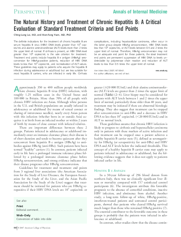 (PDF) The Natural History and Treatment of Chronic Hepatitis B: A ...