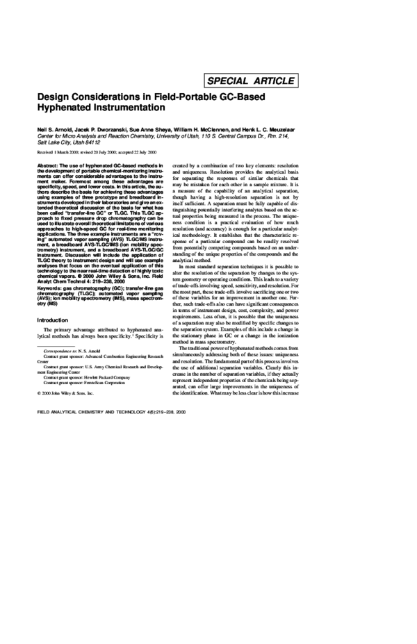 (PDF) Design considerations in field-portable GC-based hyphenated ...